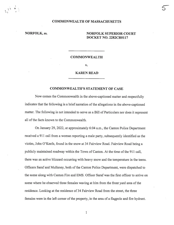 Karen Read Statement of Case